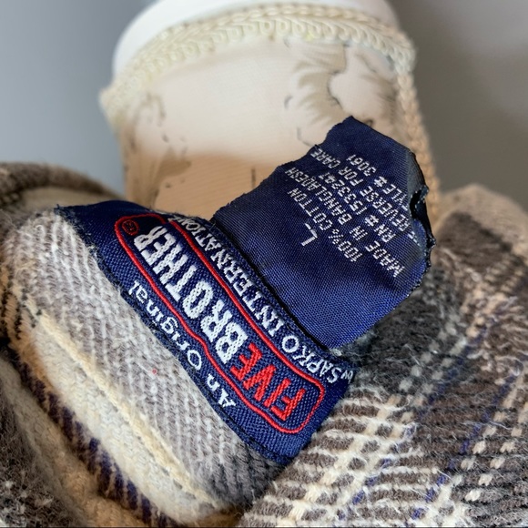 Five Brother Sapko Plaid Gray Button Shirt Large - Picture 3 of 4